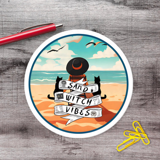 Sand Witch Vibes Witchy Vinyl Sticker - Aphantastic Designs