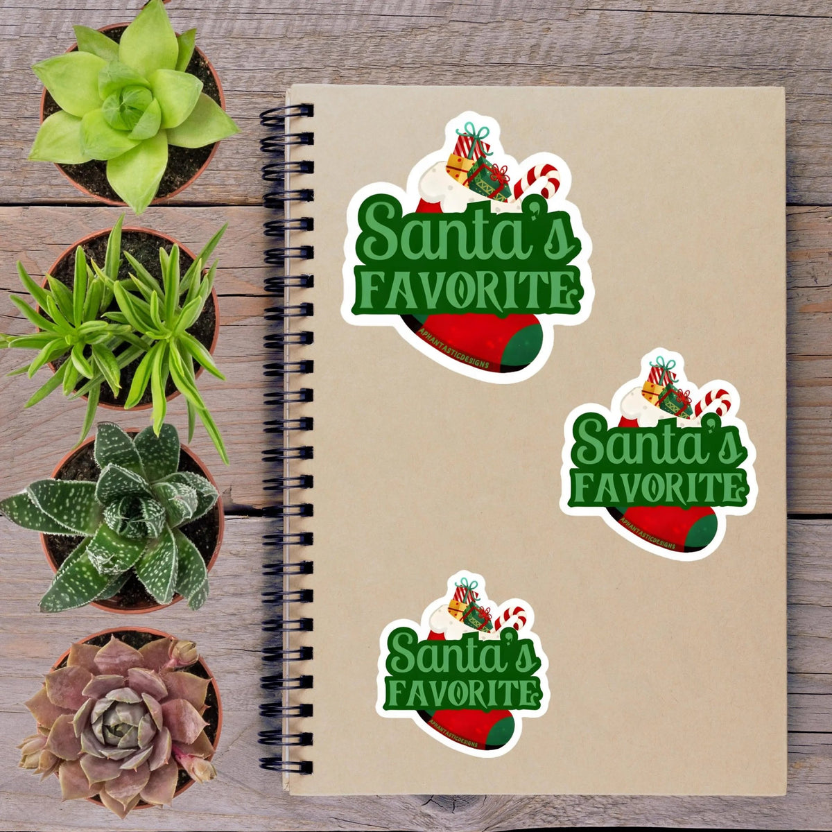Santas Favorite Christmas Vinyl Sticker - Aphantastic Designs