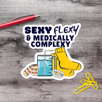 2-6 Inch Sexy Flexy And Medically Complexy Ehlers Danlos Chronic Illness Disability Vinyl Sticker (vertical) Aphantastic Designs