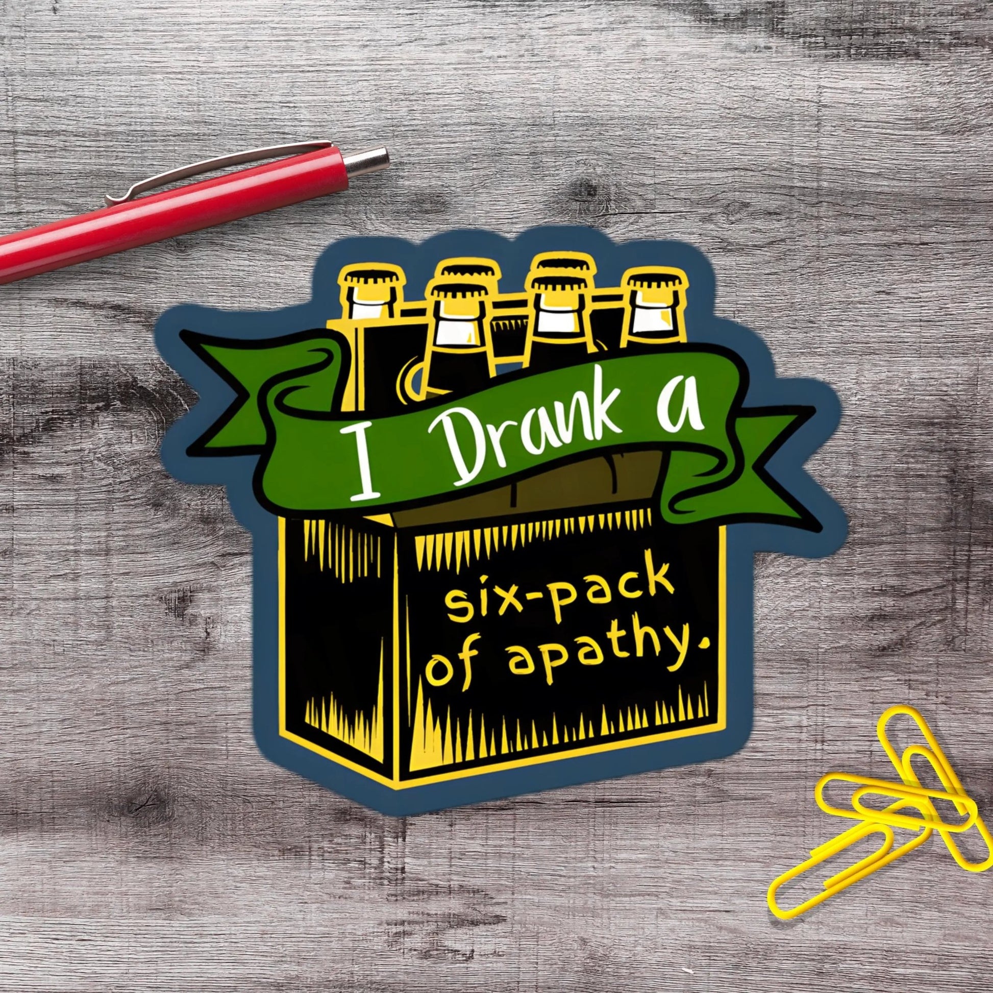 Six Pack Of Apathy Y2K Punk Vinyl Sticker - Aphantastic Designs
