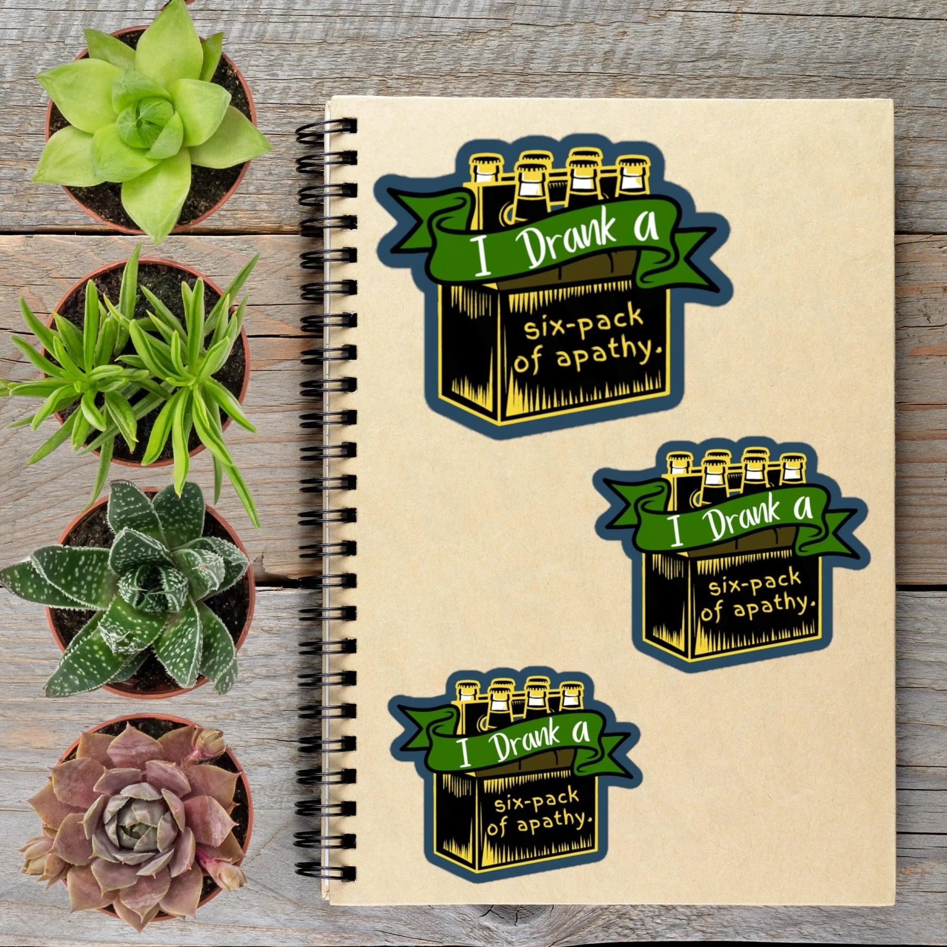 Six Pack Of Apathy Y2K Punk Vinyl Sticker - Aphantastic Designs