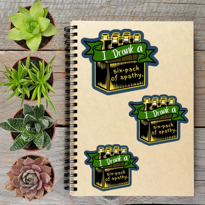 Six Pack Of Apathy Y2K Punk Vinyl Sticker - Aphantastic Designs