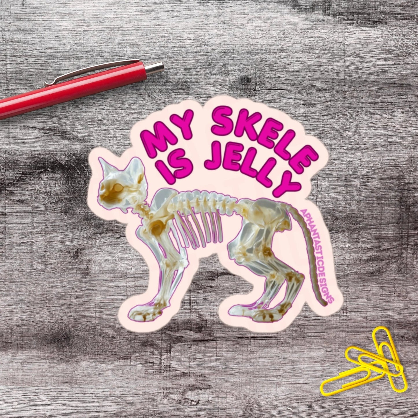 2-6 Inch Skele Is Jelly Cat Disability Chronic Illness Vinyl Sticker Aphantastic Designs