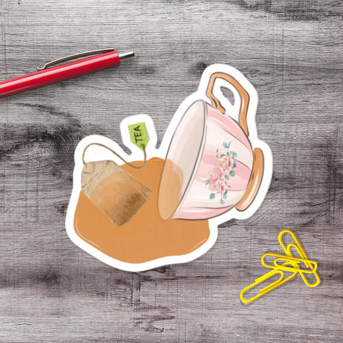 Spilled Tea Vinyl Sticker - Aphantastic Designs