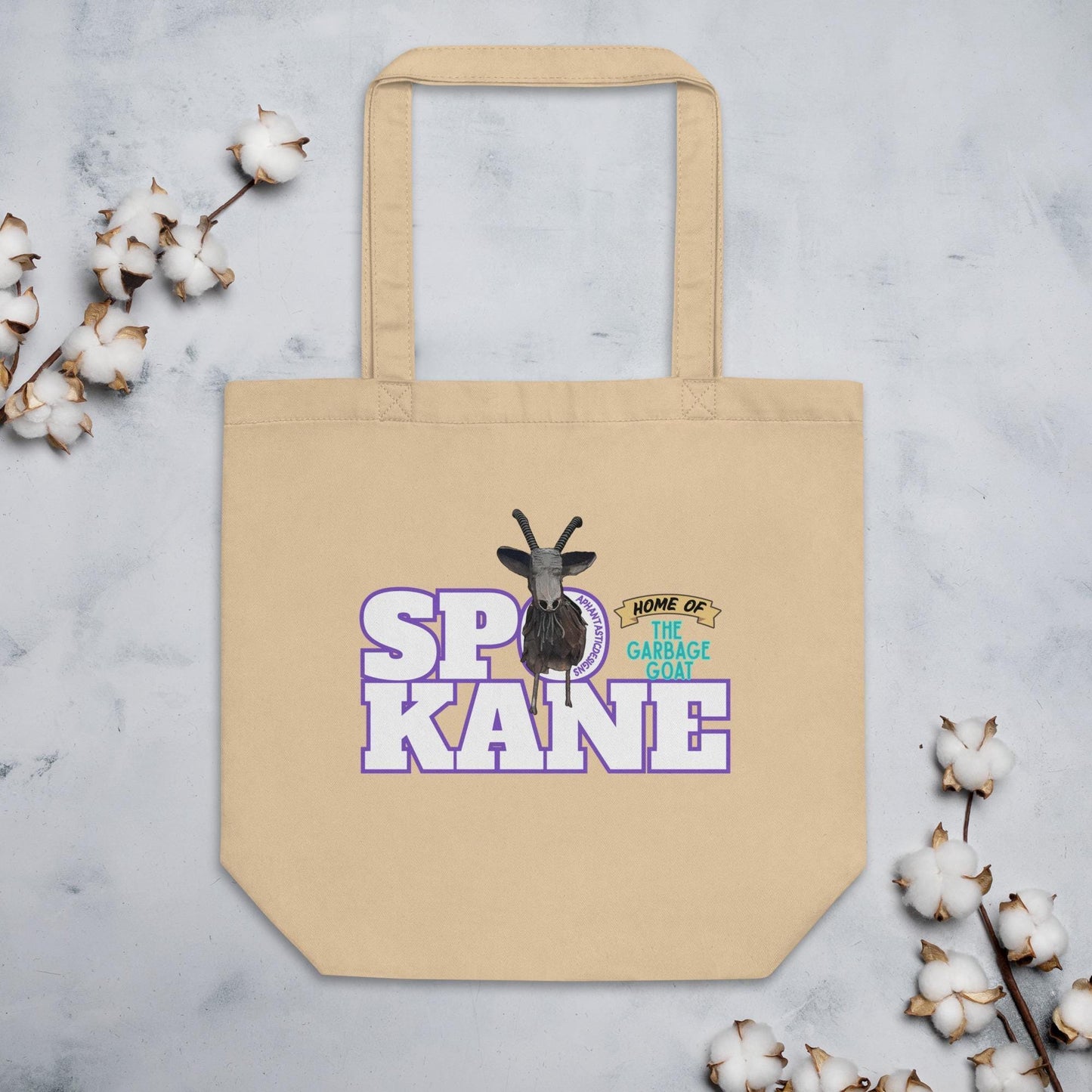 Spokane Home Of The Garbage Goat PNW Organic Cotton Tote Bag - Aphantastic Designs