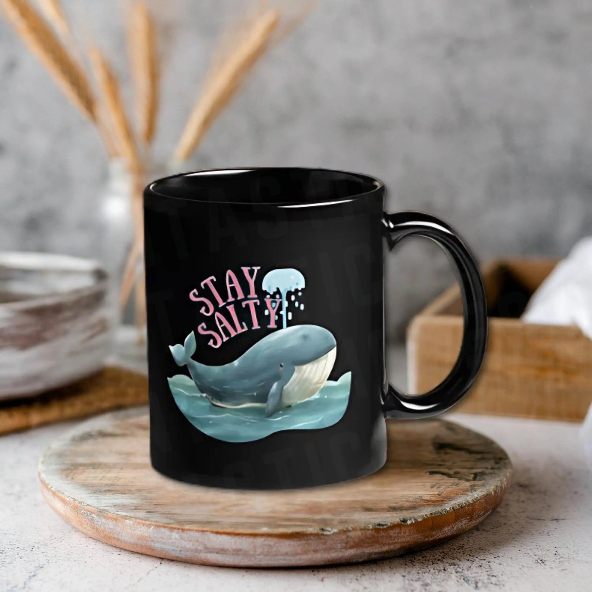 Stay Salty Whale Mug | Ceramic, Left Hand Friendly, & Dishwasher Safe - Aphantastic Designs