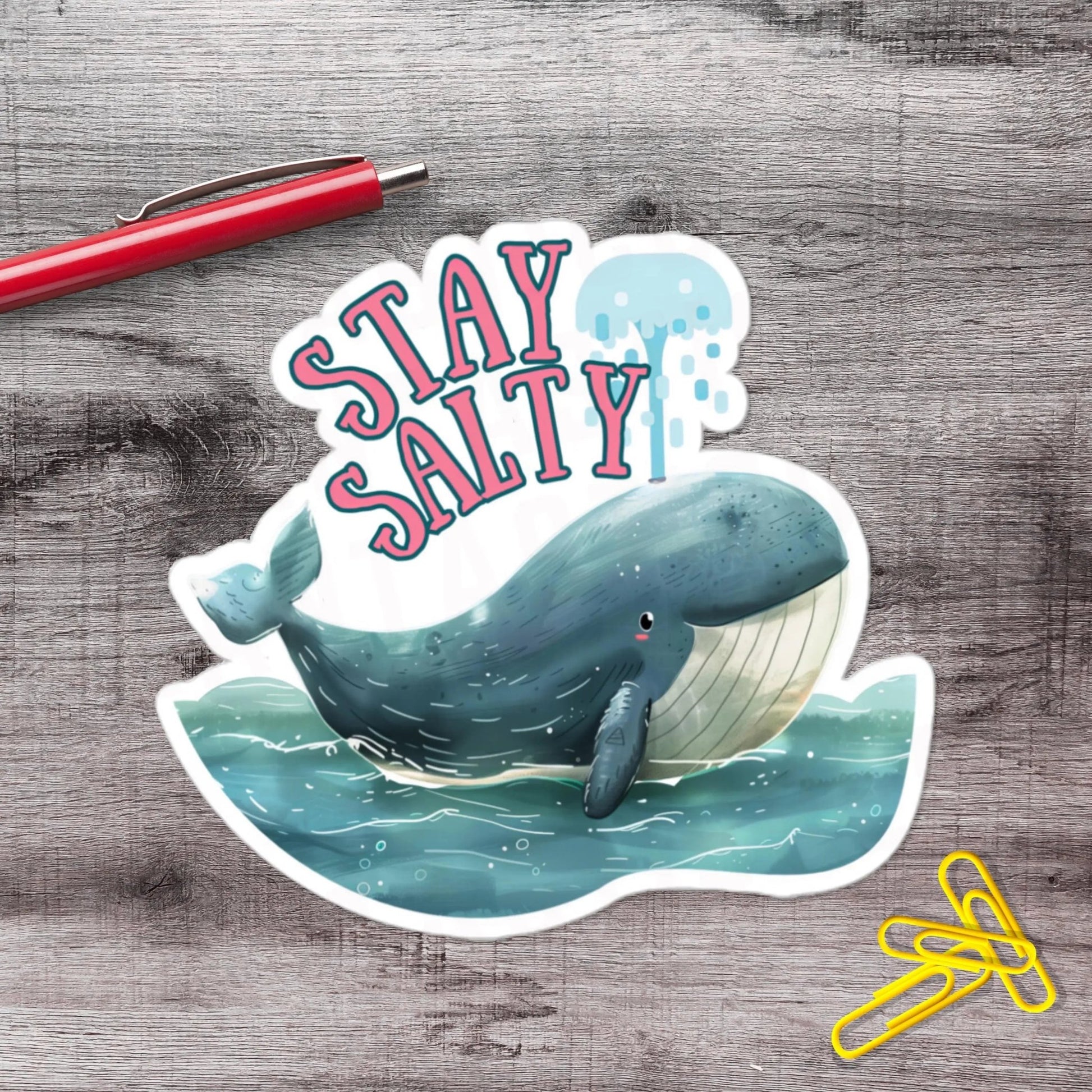 Stay Salty Whale Vinyl Sticker - Aphantastic Designs