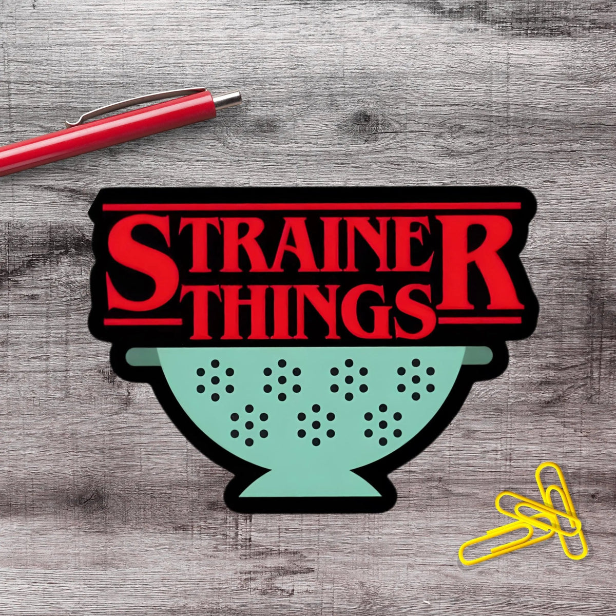 Strainer Things Chef Baker Vinyl Sticker - Aphantastic Designs