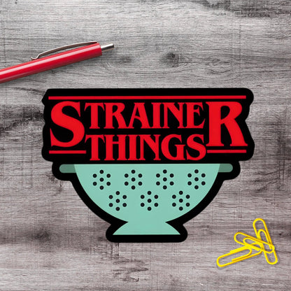 Strainer Things Chef Baker Vinyl Sticker - Aphantastic Designs