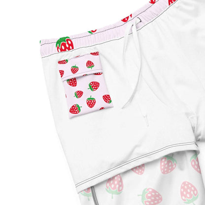 Strawberry Swim Trunks with Pockets