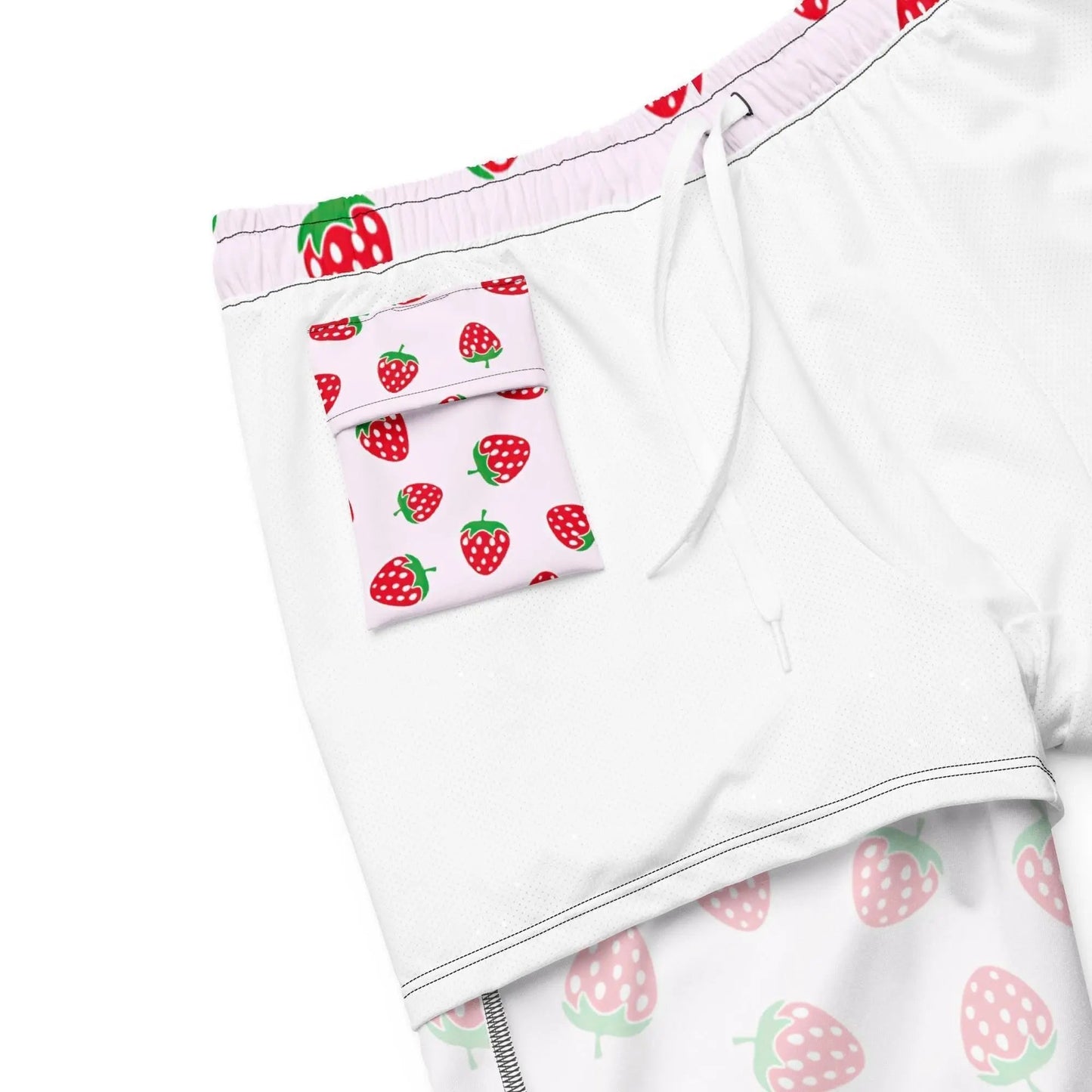 Strawberry Swim Trunks w/ Pockets | Recycled Mid Length Regular Fit Swimsuit UPF 50+ 2XS–6XL - Aphantastic Designs