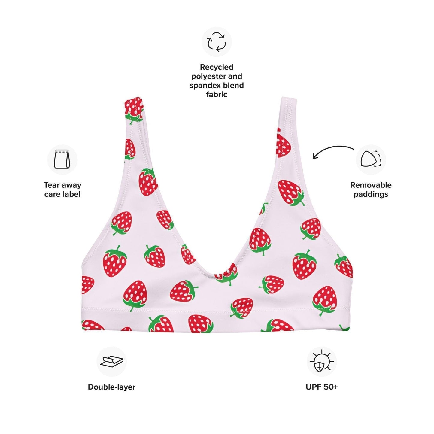 Strawberry Swimsuit Bikini Top - Sport/String - Aphantastic Designs