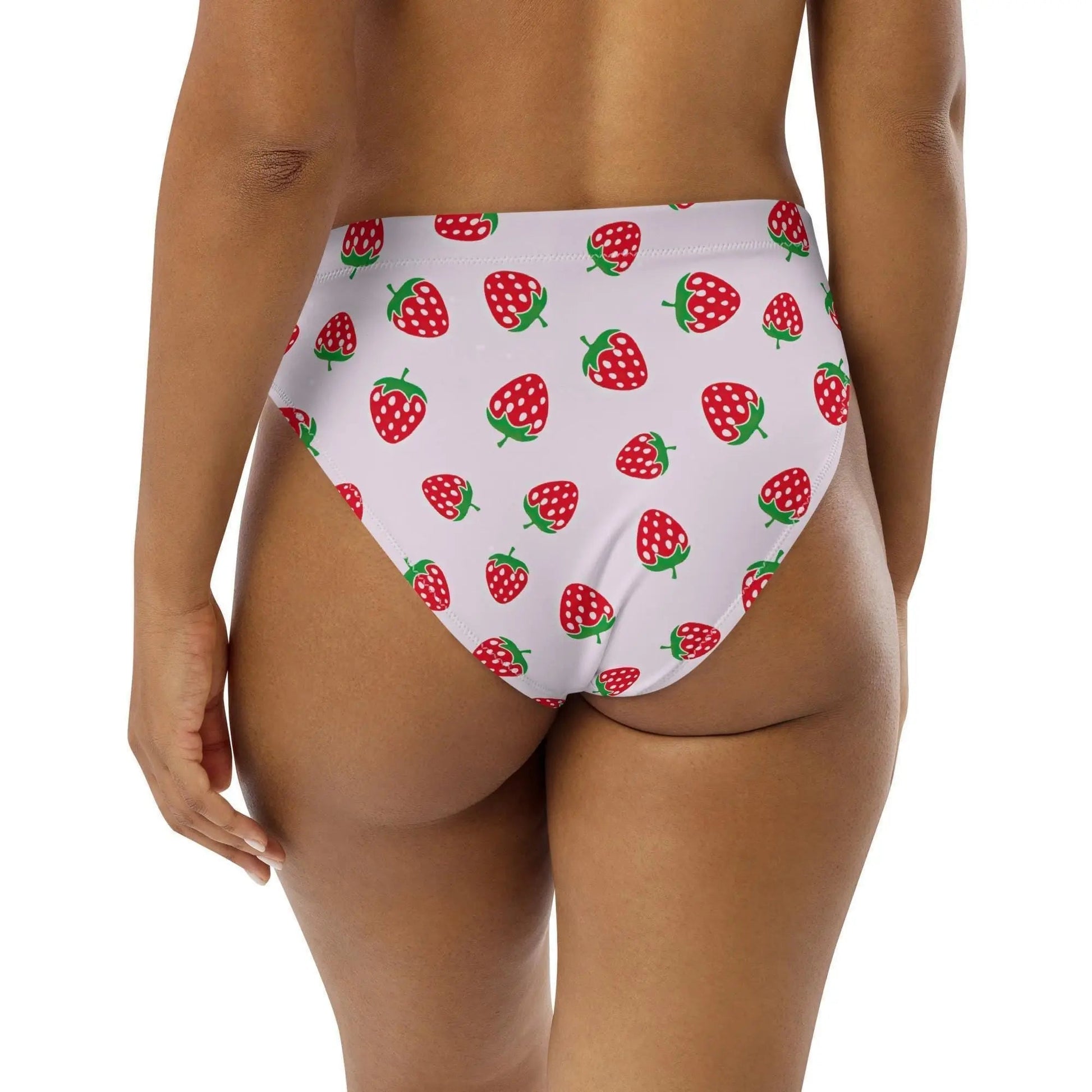 Strawberry Swimsuit High Waisted or String Bikini Bottoms | Recycled UPF 50+ 2XS–6XL Plus - Aphantastic Designs