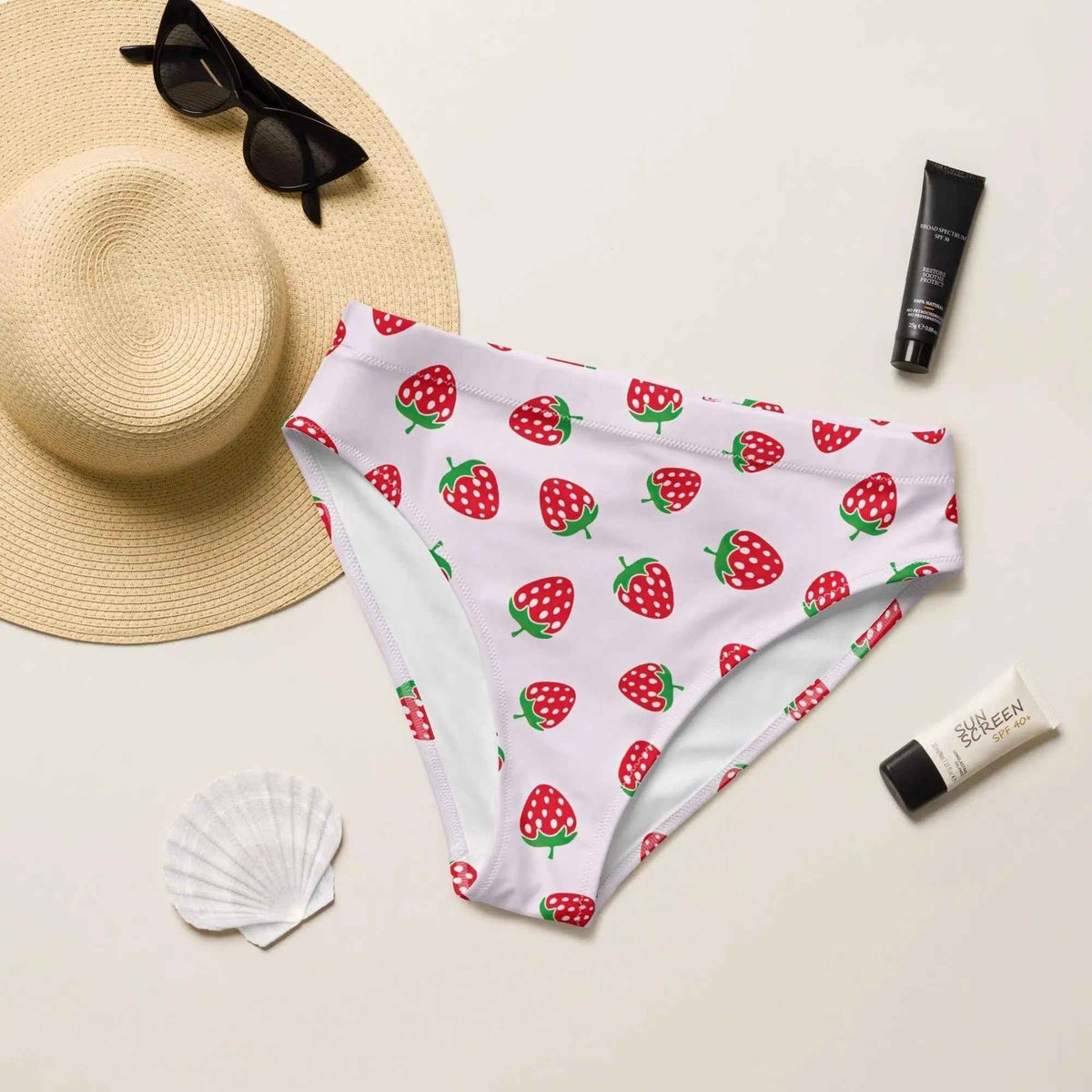 Strawberry Bikini Bottoms | High Waisted/String