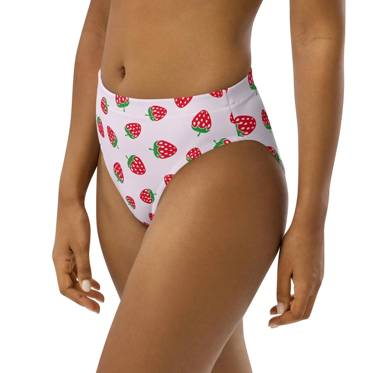Strawberry Swimsuit High Waisted or String Bikini Bottoms | Recycled UPF 50+ 2XS–6XL Plus - Aphantastic Designs