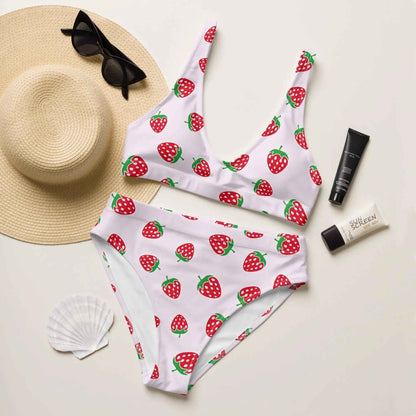 Strawberry Swimsuit High Waisted or String Bikini Set
