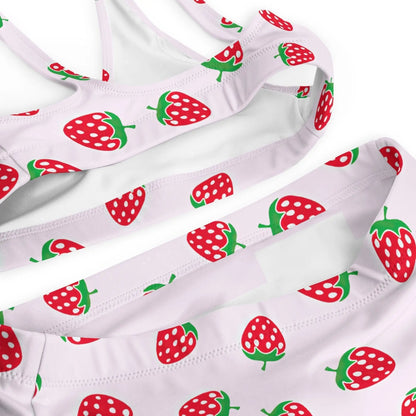 Strawberry Swimsuit High Waisted or String Bikini Set | Recycled Padded UPF 50+ 2XS–6XL Plus - Aphantastic Designs