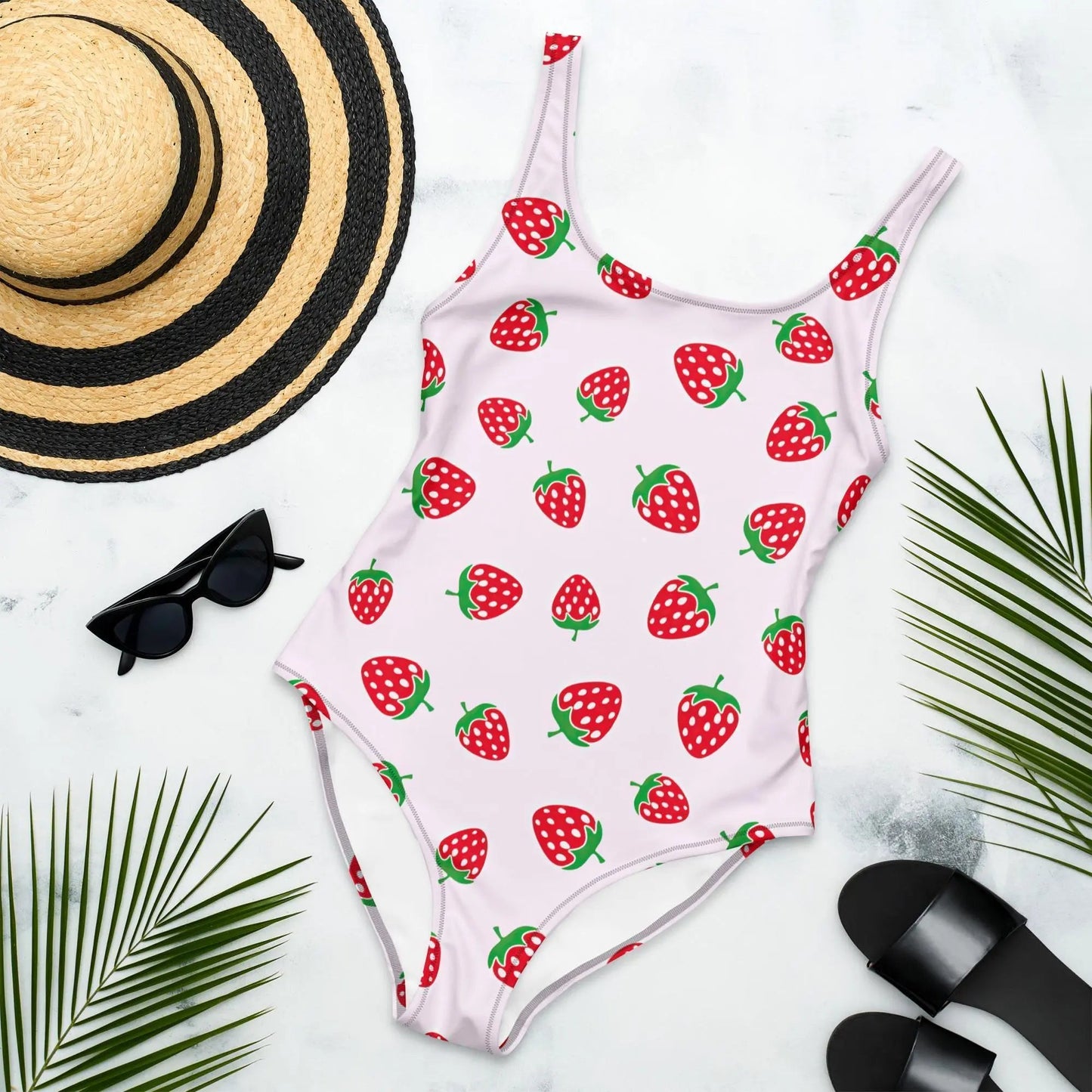 Strawberry Swimsuit Modest One Piece Festival Rave Fit | UPF 50+ 4 - Way Stretch XS–3XL - Aphantastic Designs