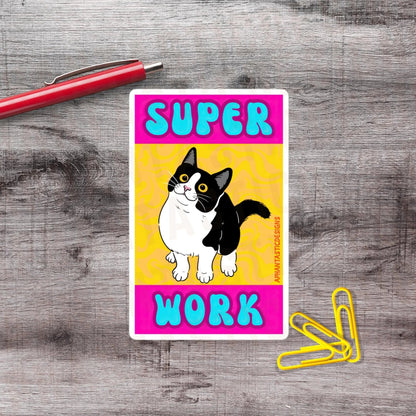 Super Work Cat Reward Vinyl Sticker - Aphantastic Designs