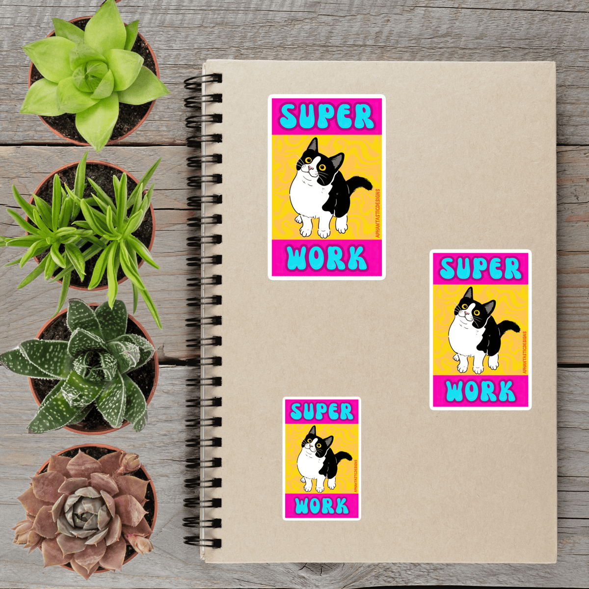 Super Work Cat Reward Vinyl Sticker - Aphantastic Designs