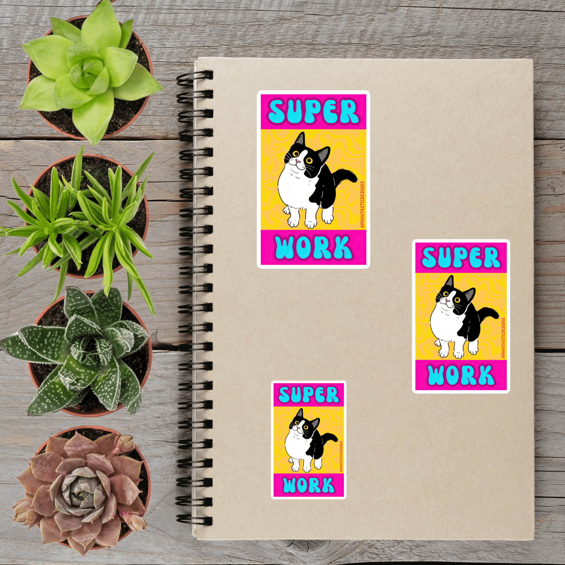 Super Work Cat Reward Vinyl Sticker - Aphantastic Designs