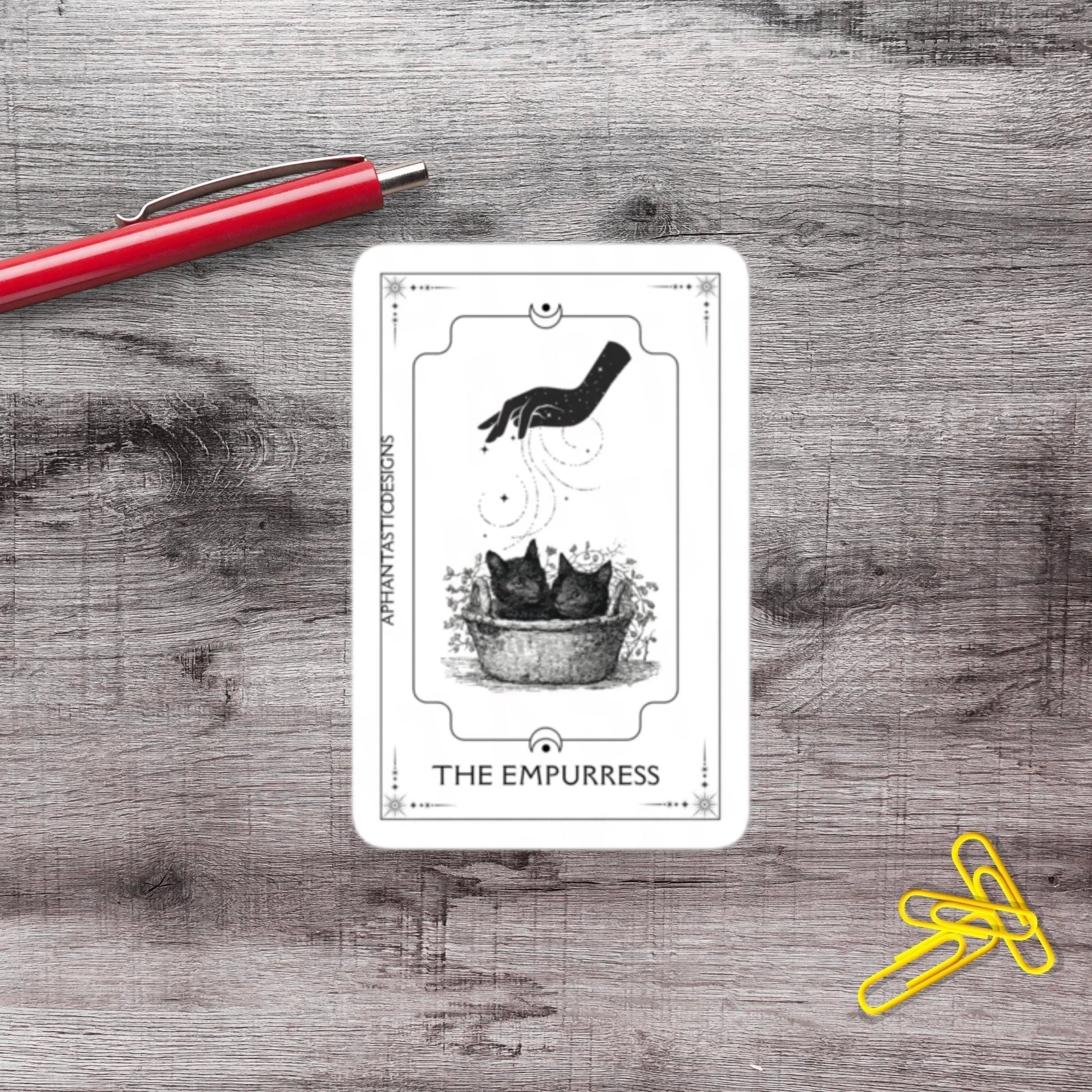 The Empurress Black Cat Tarot Style Vinyl Sticker - Aphantastic Designs