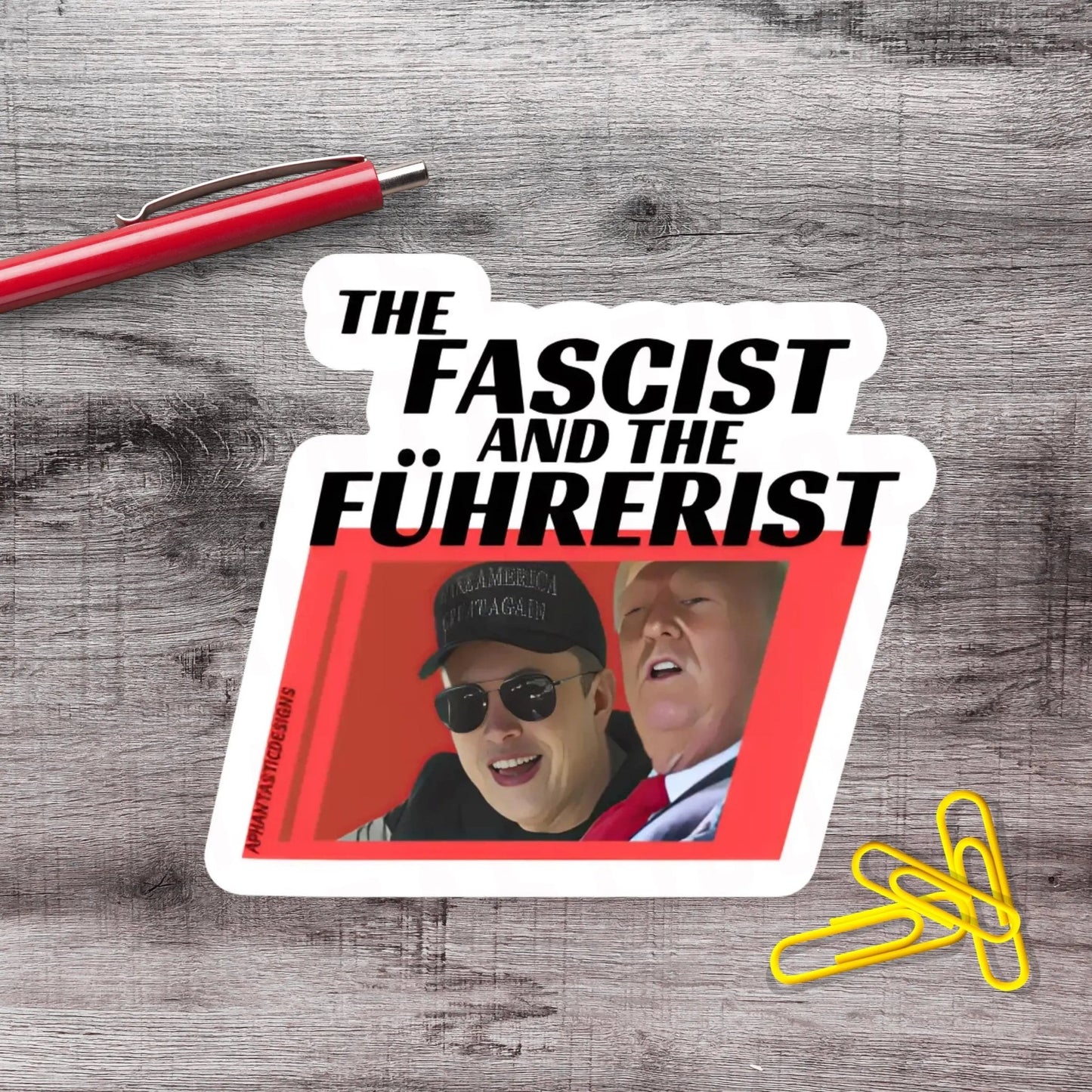 The Fascist And The Fuhrerist Political Protest Urinal Vinyl Sticker | LIMITED RUN - Aphantastic Designs