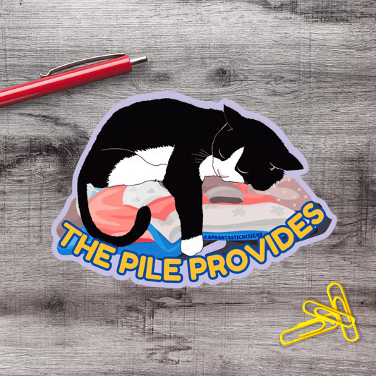 The Pile Provides Cat Vinyl Sticker - Aphantastic Designs