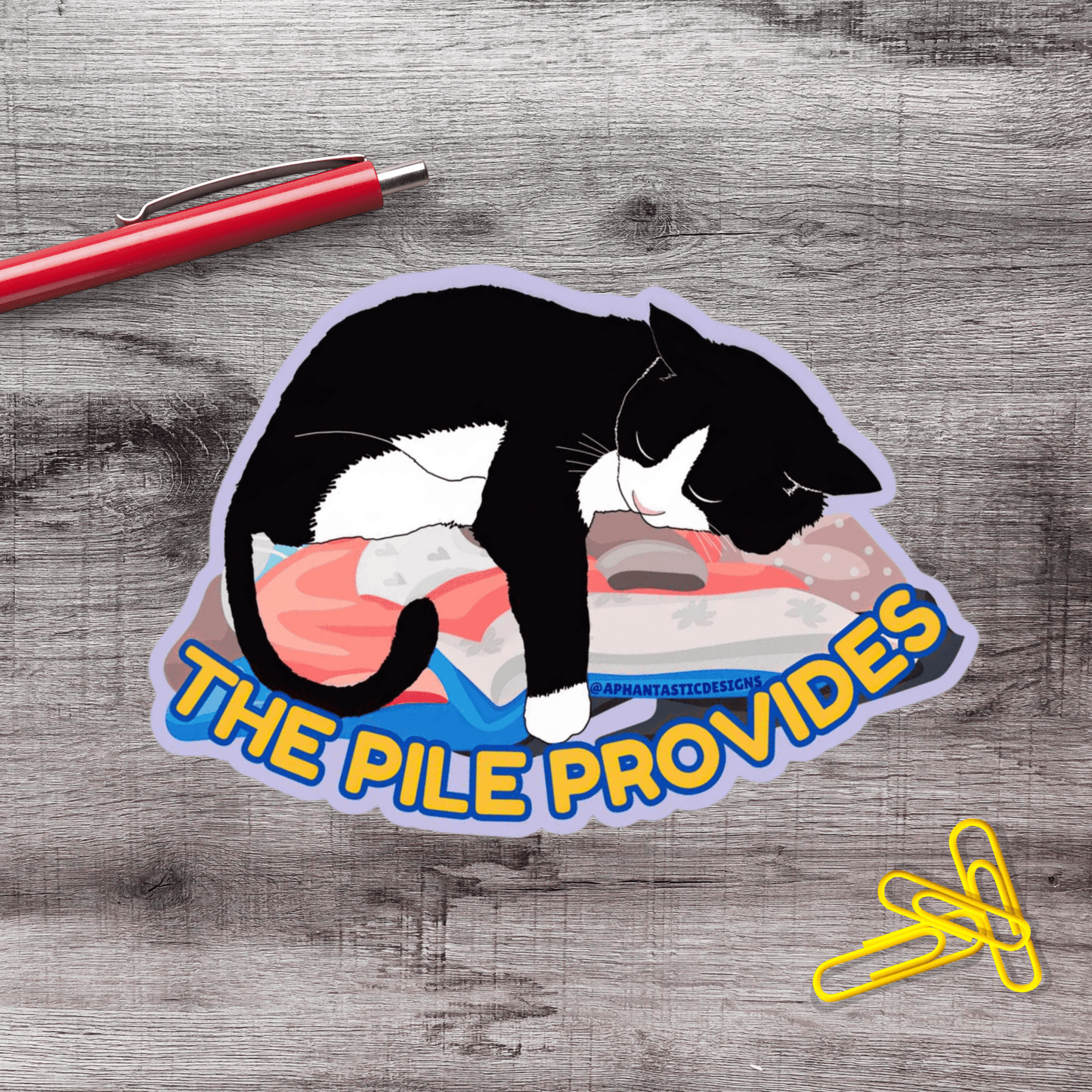 The Pile Provides Cat Vinyl Sticker - Aphantastic Designs
