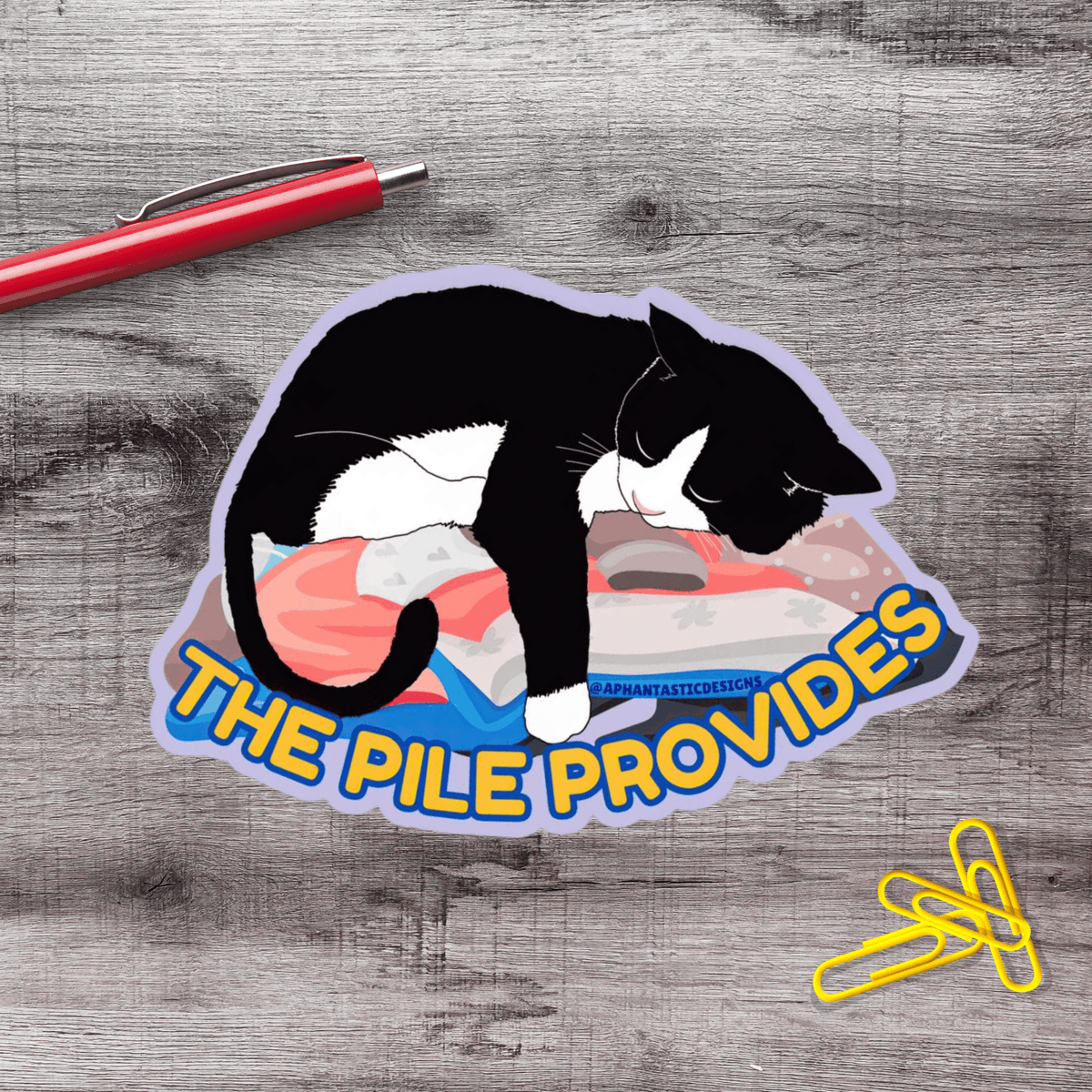 The Pile Provides Cat Vinyl Sticker - Aphantastic Designs