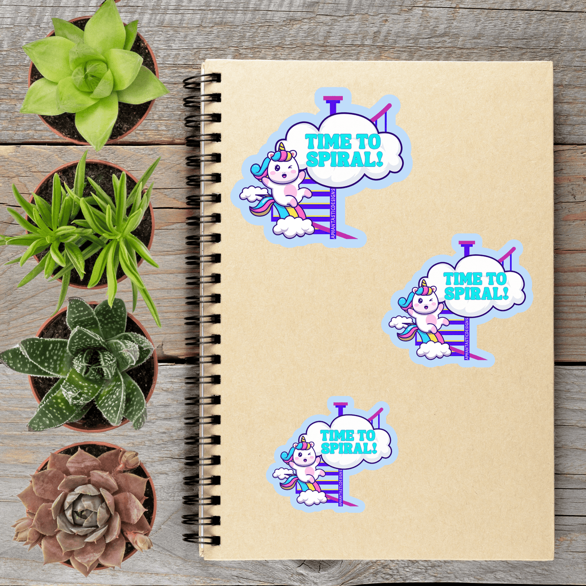 Time to Spiral Unicorn Anxiety Vinyl Sticker - Aphantastic Designs
