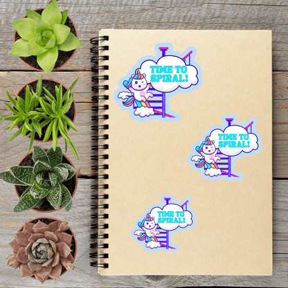 Time to Spiral Unicorn Anxiety Vinyl Sticker - Aphantastic Designs