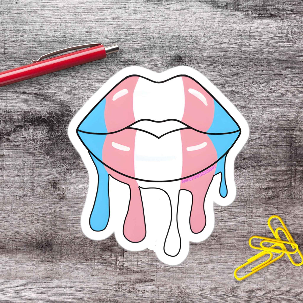 Transgender Pride Flag Lips Vinyl Sticker