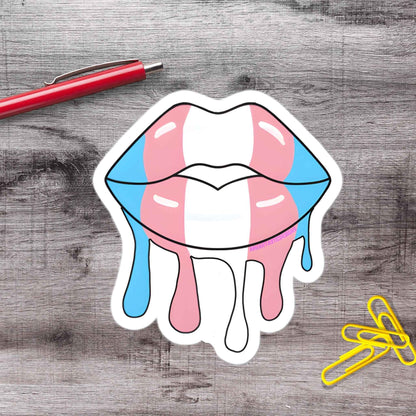Transgender Pride Flag Lips Vinyl Sticker