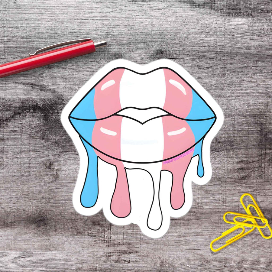 Transgender Pride Flag Lips Vinyl Sticker
