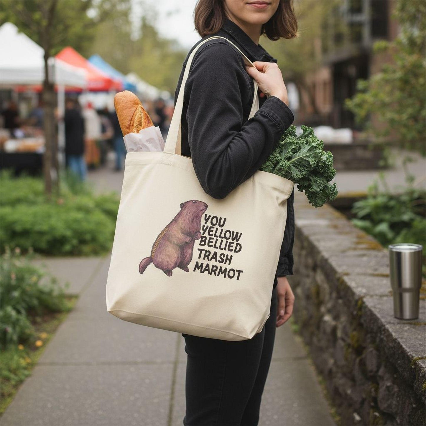 Trash Marmot PNW Organic Cotton Reusable Tote Bag - Aphantastic Designs