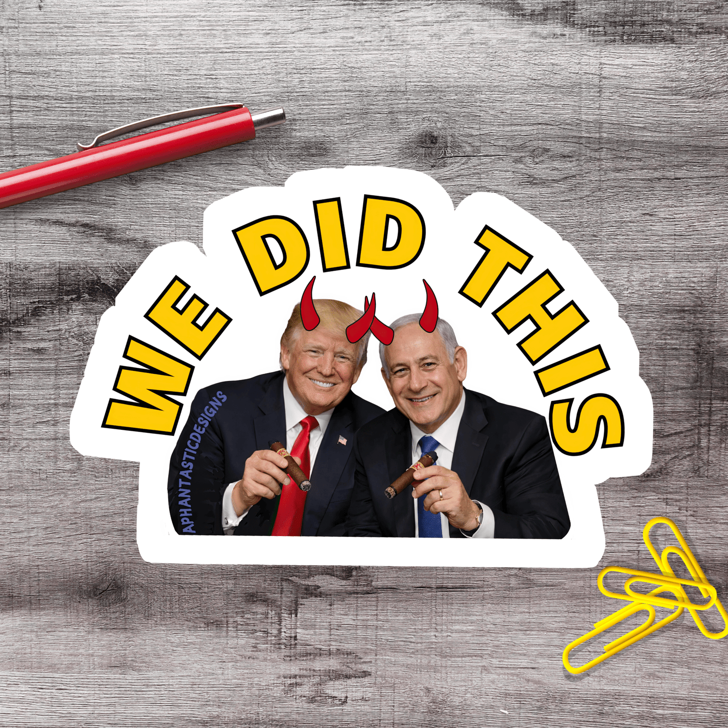 Trump Netanyahu We Did This Urinal Target Vinyl Sticker - Aphantastic Designs