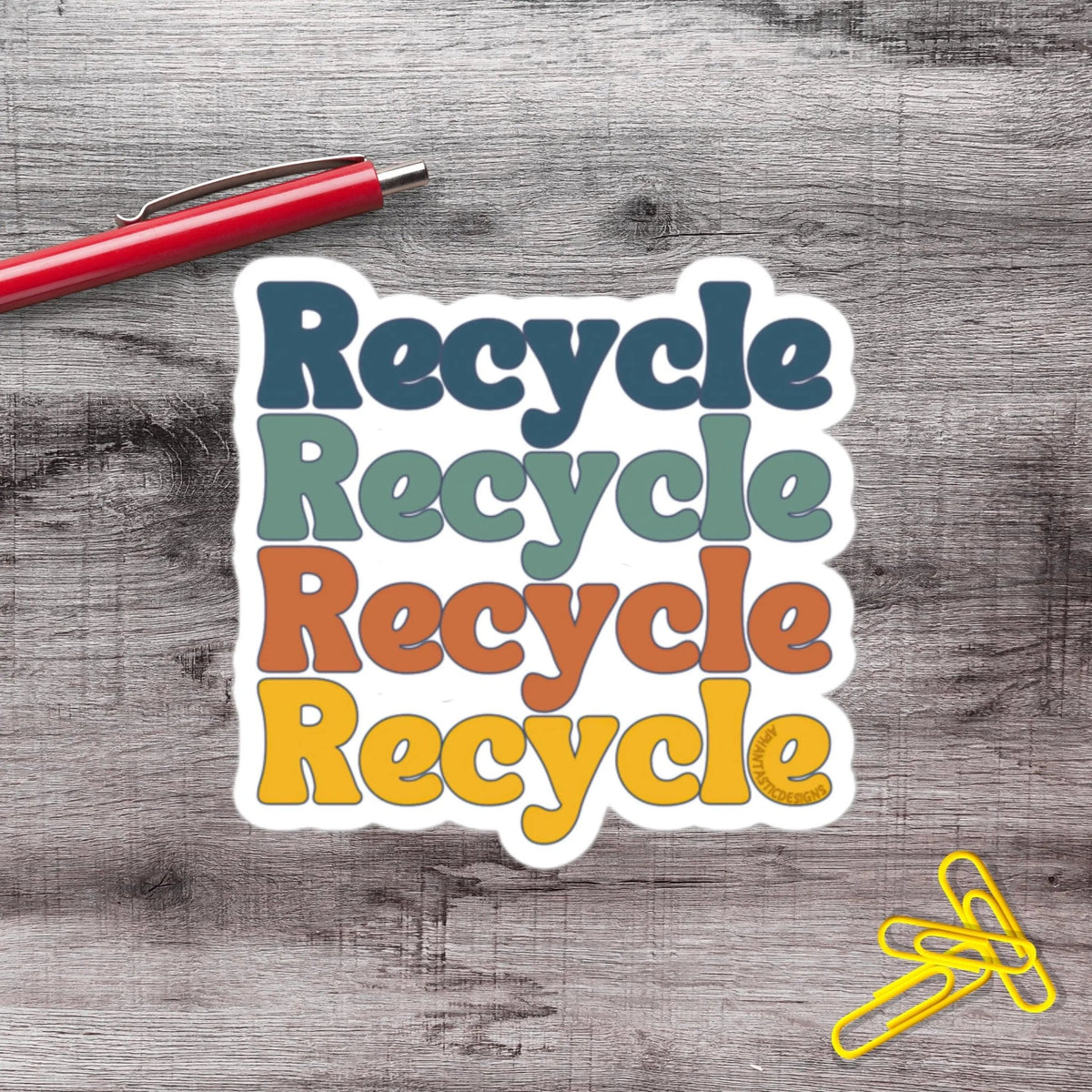 Vintage Style Recycle Vinyl Sticker - Aphantastic Designs
