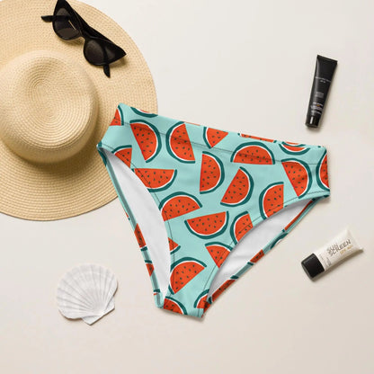 Watermelon Swimsuit High Waisted or String Bikini Bottoms | Recycled UPF 50+ 2XS–6XL Plus - Aphantastic Designs