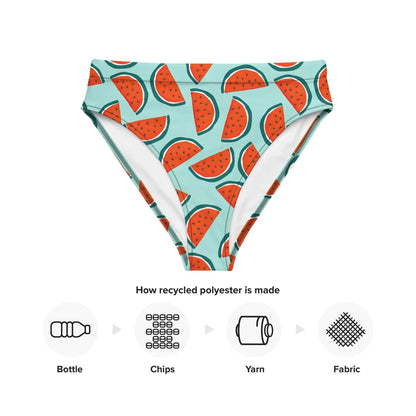 Watermelon Swimsuit High Waisted or String Bikini Bottoms | Recycled UPF 50+ 2XS–6XL Plus - Aphantastic Designs