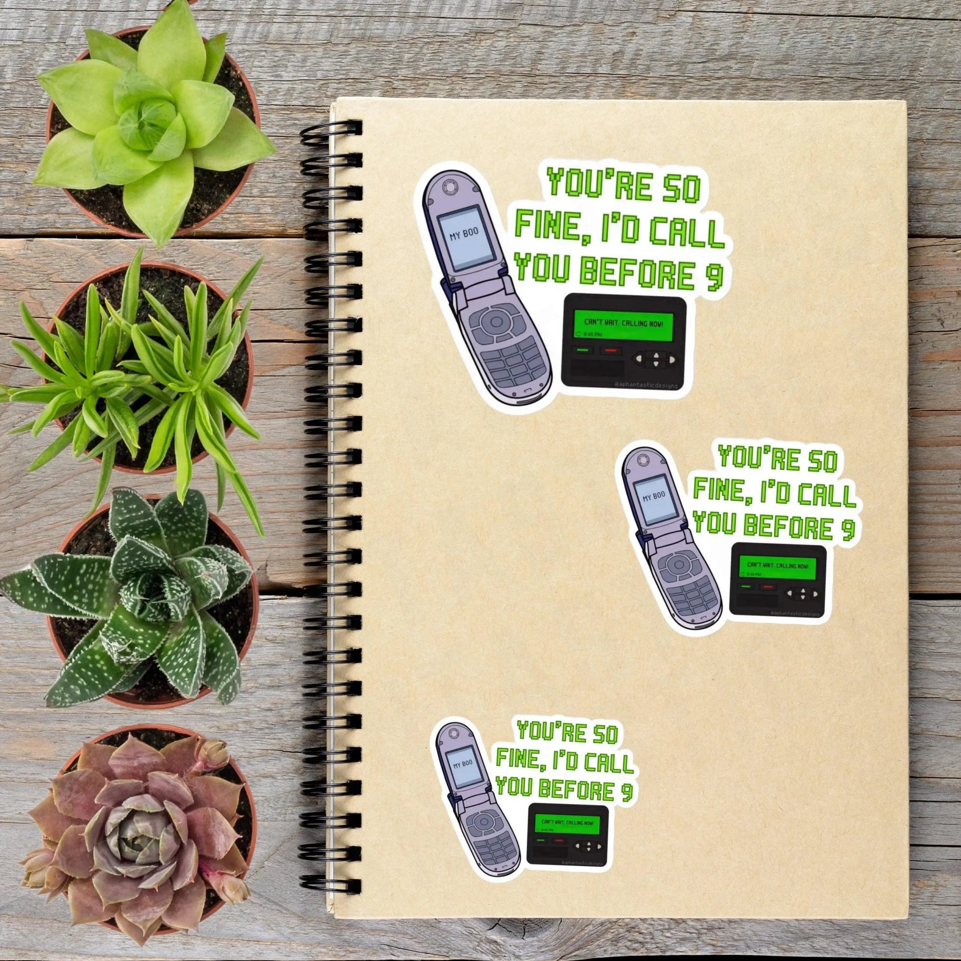 Y2K You're So Fine I'd Call You Before 9 Cell Phone Pager Vinyl Sticker - Aphantastic Designs