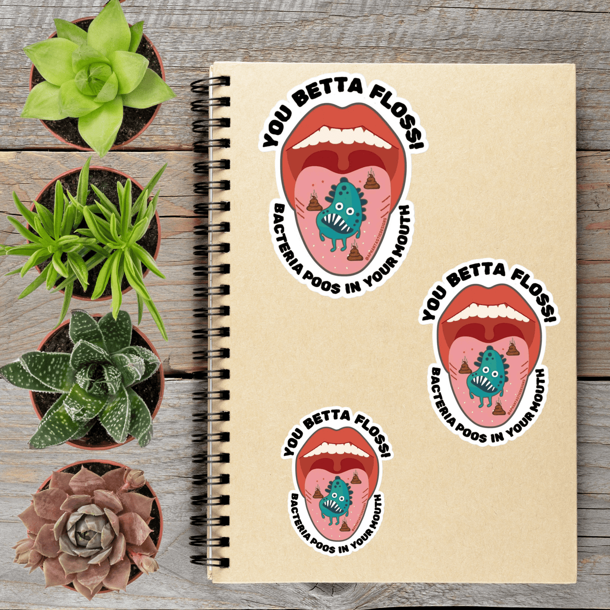 You Betta Floss Flossing Dental Hygiene Vinyl Sticker - Aphantastic Designs