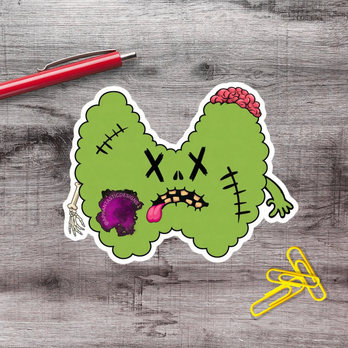 Zombie Thyroid Vinyl Sticker - Aphantastic Designs